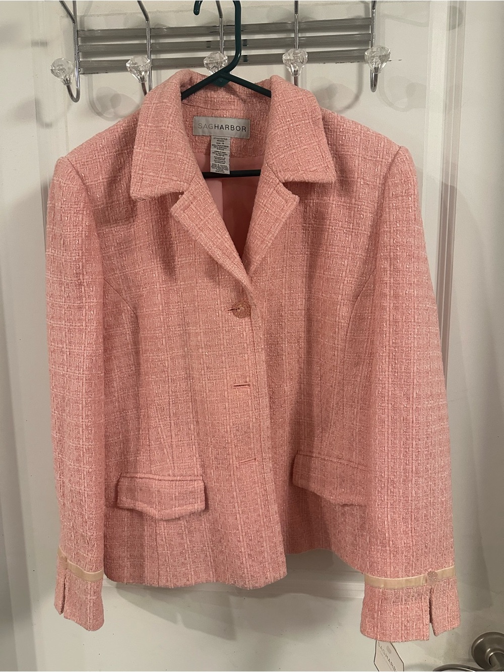 Sag Harbor Pink Tweed Blazer Jacket